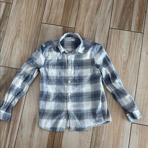 Abercrombie Kids Gray and White Checkered Button-Down Shirt